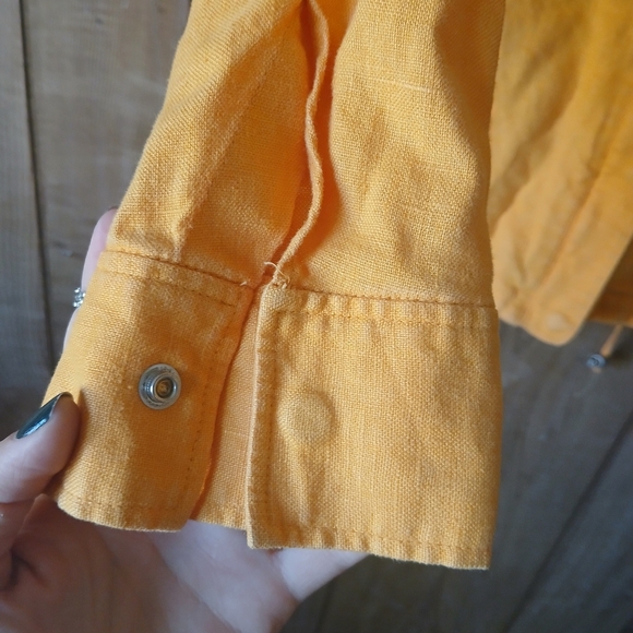 100% Linen Jacket Susan Bristol Button Up Orange Womens size Medium - Picture 4 of 9